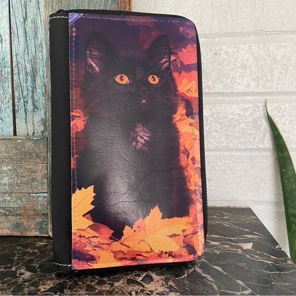 Handbags - $10 SALE Black Cat Kitten Print Zippered Wallet Wristlet NWOT Gift Idea Holiday